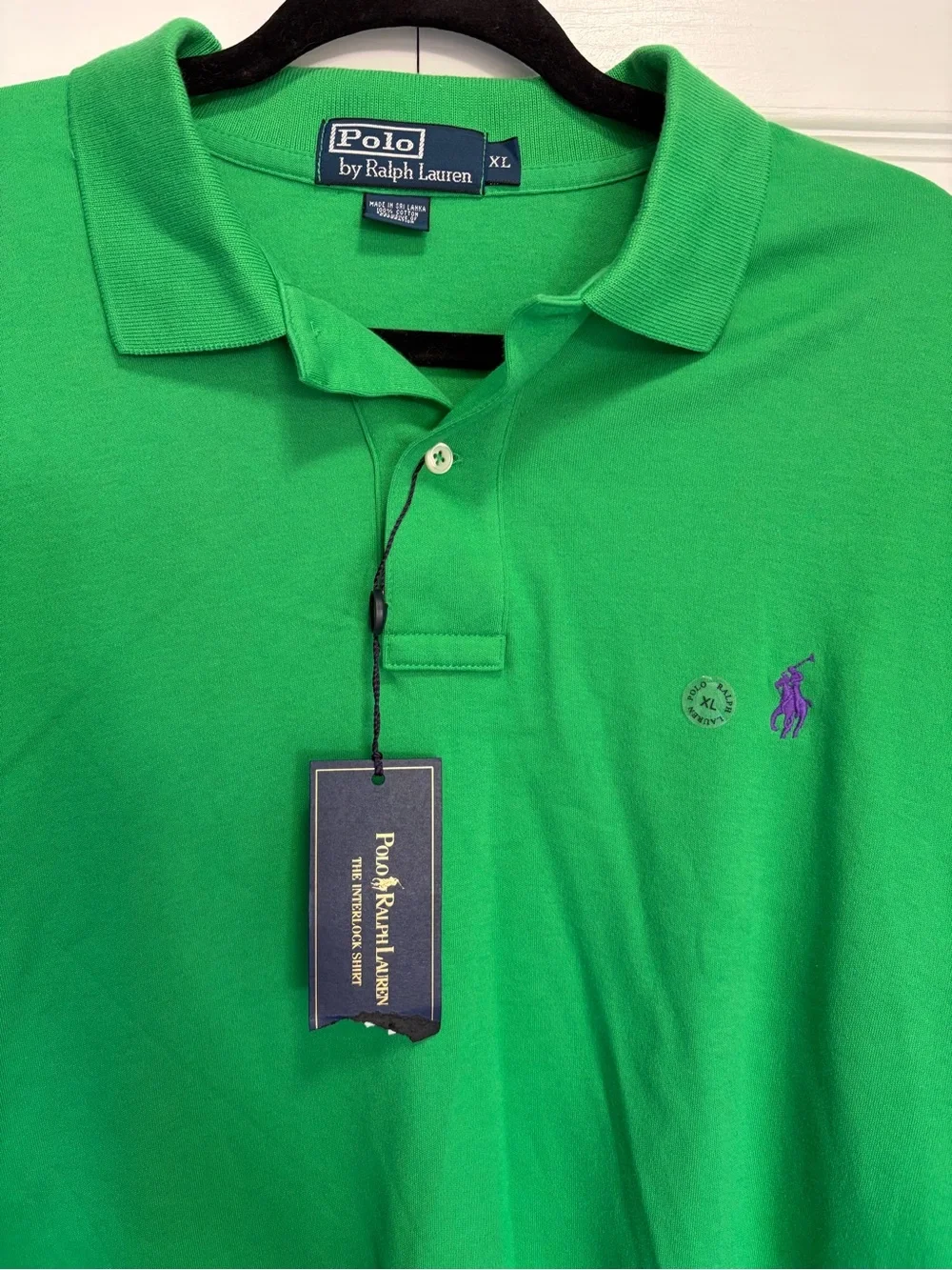 Ralph Lauren Men’s Bright Green Polo with Purple Logo NWT XL